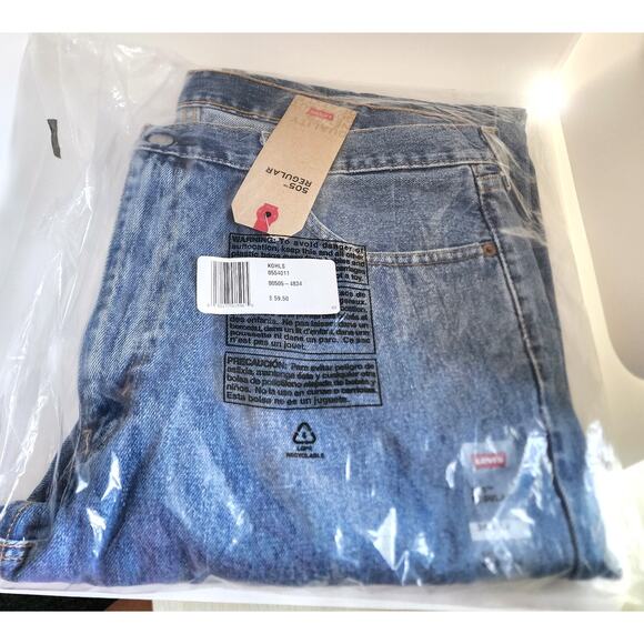 JEANS-MEN'S LEVI'S 505 REGULAR-38X32-In Original Packaging - Picture 1 of 5